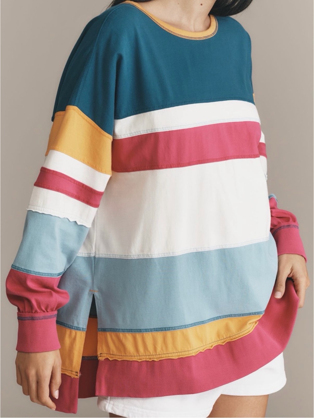 Pilcro Seamed Long Sleeve Cotton Tee - Picture 4 of 5
